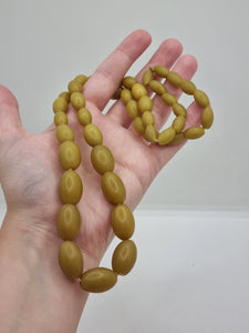 1940s Olive Bead Galalith Necklace