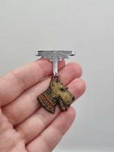 Load image into Gallery viewer, 1930s Art Deco Celluloid and Metal Dog Brooch
