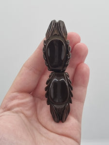 1940s Huge Chunky Chocolate Brown Articulated Bakelite Brooch