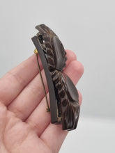 Load image into Gallery viewer, 1940s Huge Chunky Chocolate Brown Articulated Bakelite Brooch
