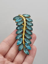 Load image into Gallery viewer, 1930s Huge Art Deco Aqua Blue Glass Leaf Dress Clip
