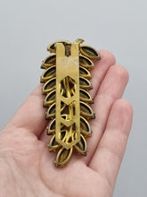 Load image into Gallery viewer, 1930s Huge Art Deco Aqua Blue Glass Leaf Dress Clip
