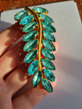 Load image into Gallery viewer, 1930s Huge Art Deco Aqua Blue Glass Leaf Dress Clip

