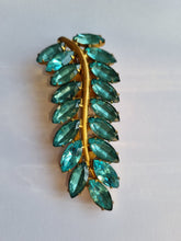 Load image into Gallery viewer, 1930s Huge Art Deco Aqua Blue Glass Leaf Dress Clip
