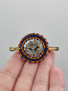 1940s Orange, Blue and Green Make Do and Mend Wirework Brooch