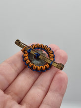 Load image into Gallery viewer, 1940s Orange, Blue and Green Make Do and Mend Wirework Brooch
