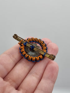 1940s Orange, Blue and Green Make Do and Mend Wirework Brooch