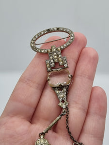 1920s/1930s Art Deco HUGE Glass Dangly Fob Brooch
