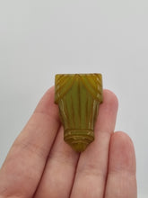 Load image into Gallery viewer, 1940s Olive Green Carved Bakelite Dress Clip

