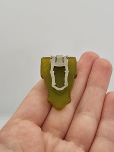 1940s Olive Green Carved Bakelite Dress Clip