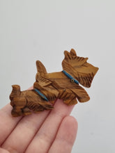 Load image into Gallery viewer, 1940s Double Carved Wood Dog Brooch
