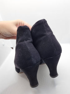 1940s Black Suede and Astrakhan Boots