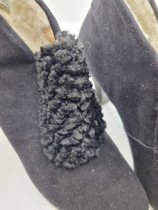 1940s Black Suede and Astrakhan Boots