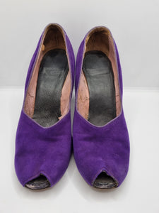 1940s Bright Purple Court Suede Shoes