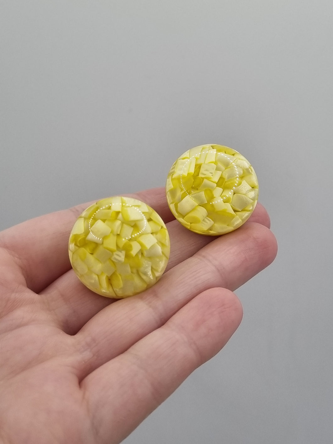 1950s Chunky Bright Yellow Lucite Earrings