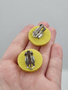 1950s Chunky Bright Yellow Lucite Earrings