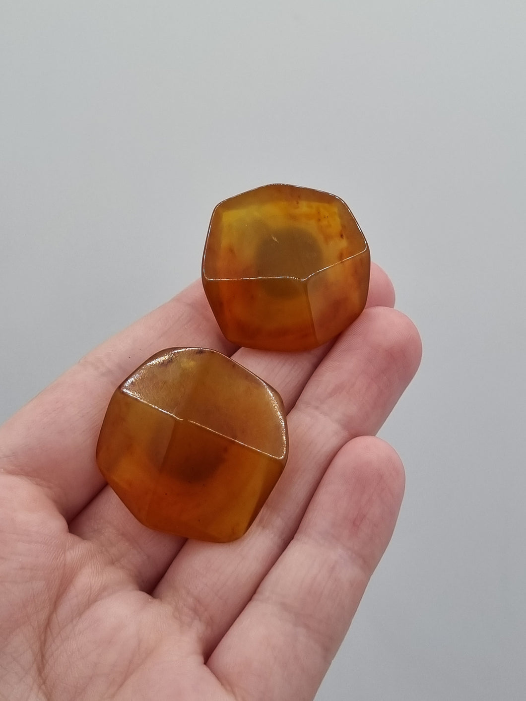 1940s Marmalade Orange Faceted Bakelite Chunky Earrings