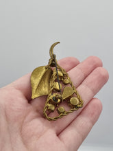 Load image into Gallery viewer, Early 1930s Brass and Multicoloured Glass Pear Brooch

