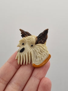 1940s Black and White Celluloid Dog Brooch