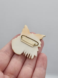 1940s Black and White Celluloid Dog Brooch