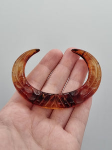 1940s Large Carved Inky Root Beer Bakelite Brooch