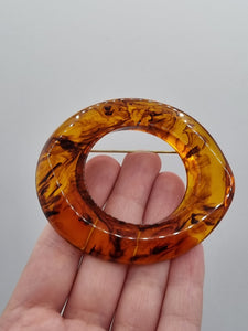 1940s Huge Chunky Inky Iced Tea Bakelite Brooch