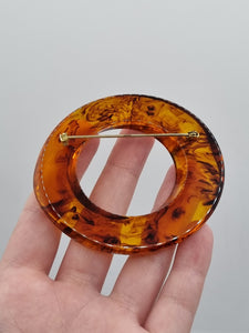 1940s Huge Chunky Inky Iced Tea Bakelite Brooch