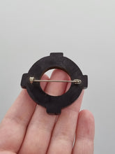 Load image into Gallery viewer, 1940s Black Carved Bakelite Brooch
