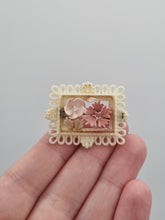 Load image into Gallery viewer, 1940s Tiny Reverse Carved Lucite and Celluloid Flower Brooch
