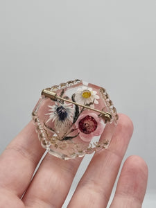 1940s Rare Chunky Bright Daisy Reverse Carved Lucite Brooch