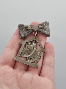 1930s Large Art Deco Silver Tone Dog Brooch