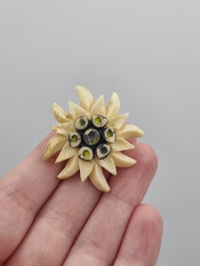 1940s Carved Edelweiss Tourist Brooch