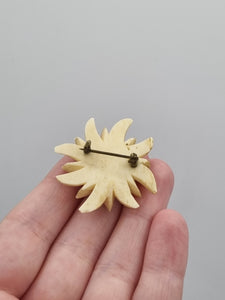 1940s Carved Edelweiss Tourist Brooch