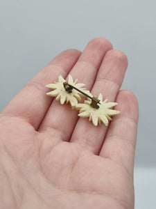 1940s Carved Double Edelweiss Brooch