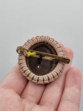 Load image into Gallery viewer, 1940s Brown and Pink Make Do and Mend Wirework Brooch
