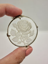Load image into Gallery viewer, 1940s Carved Glass Rose Dress Clip
