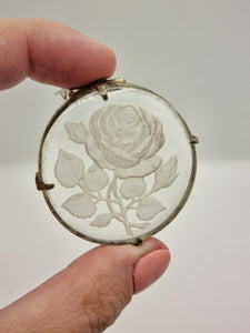 1940s Carved Glass Rose Dress Clip