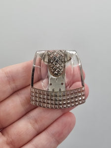 1930s Clear Glass and Silvered Dress Clip