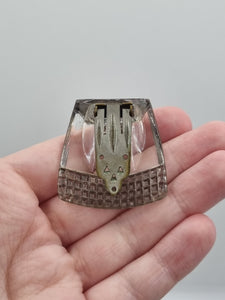 1930s Clear Glass and Silvered Dress Clip