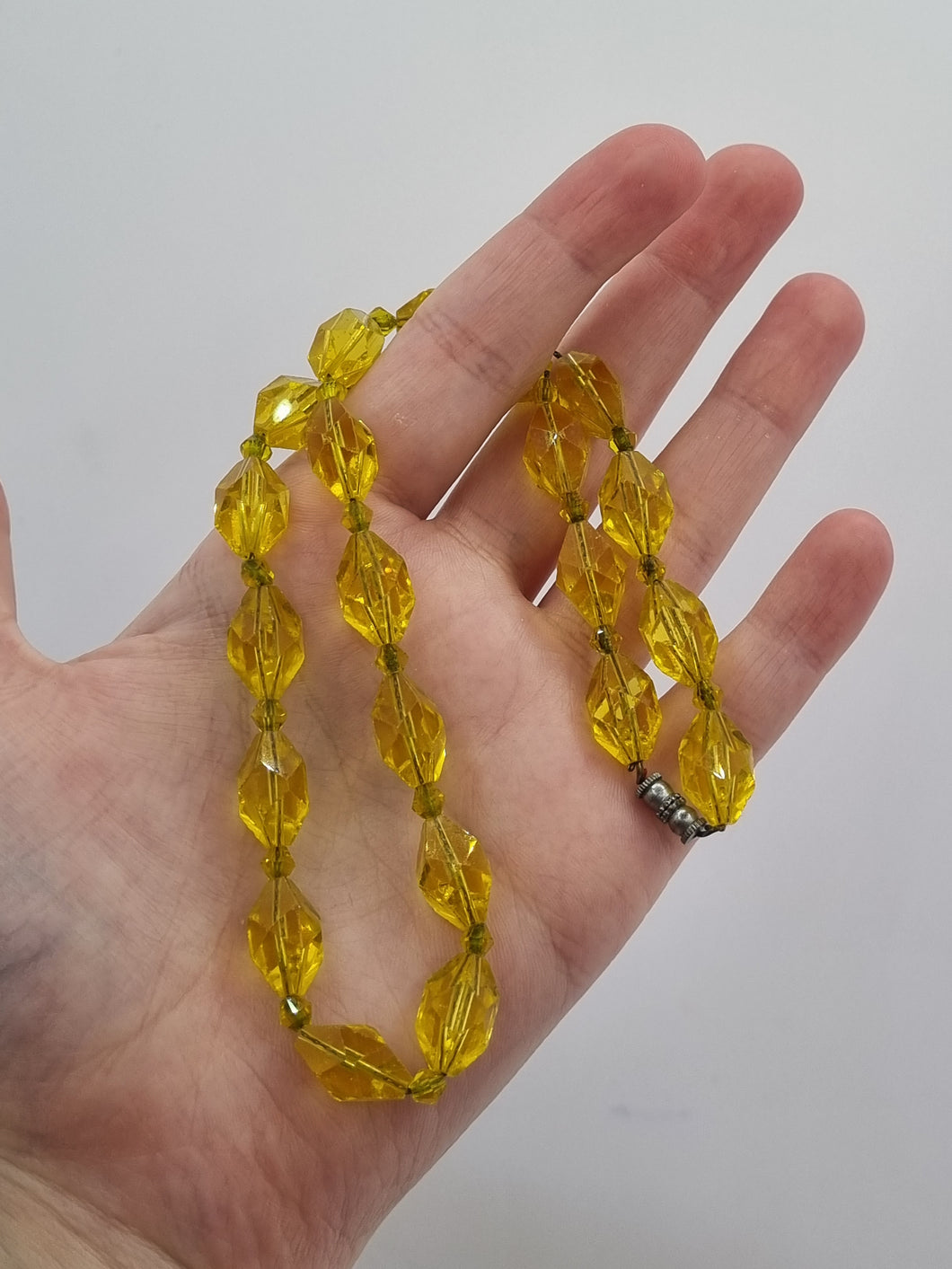 1930s Yellow Faceted Glass Necklace