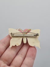 Load image into Gallery viewer, 1940s Off White Celluloid Butterfly Brooch
