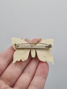 1940s Off White Celluloid Butterfly Brooch