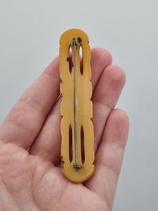 1940s Butterscotch Bakelite Bar Brooch