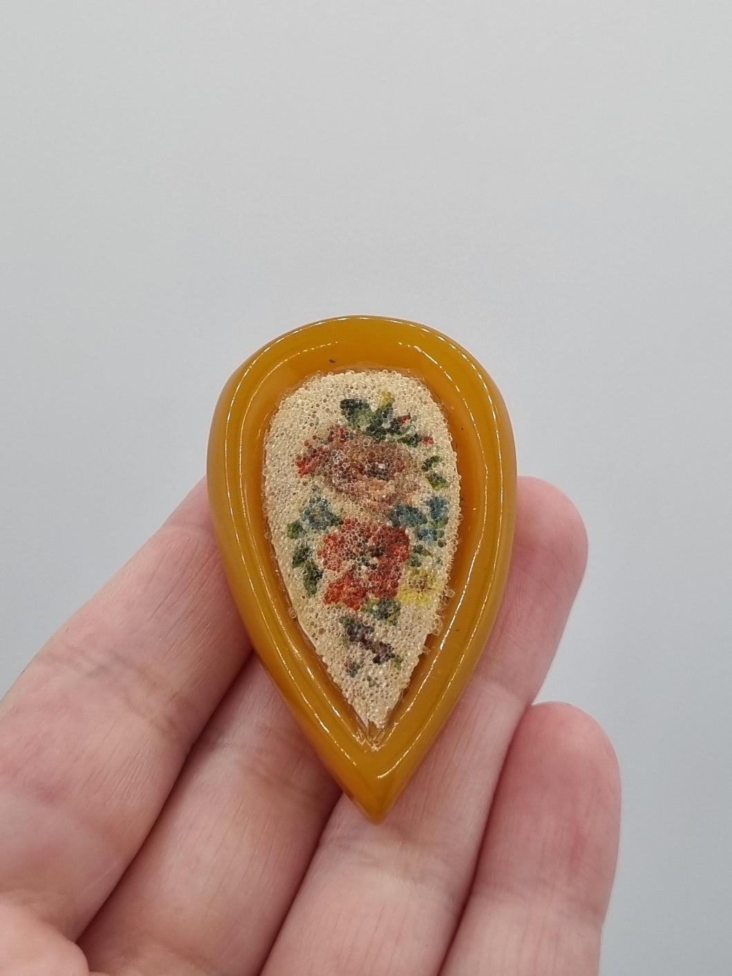 1940s Butterscotch Bakelite and Berlottie Bead Dress Clip