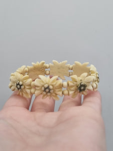 1940s Carved Cream Tourist Edelweiss Bracelet