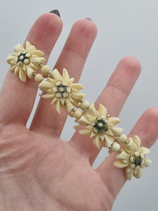 1940s Carved Cream Tourist Edelweiss Bracelet