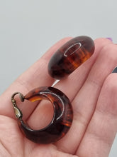Load image into Gallery viewer, 1940s Huge Chunky Root Beer Bakelite Earrings
