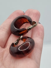 Load image into Gallery viewer, 1940s Huge Chunky Root Beer Bakelite Earrings
