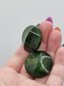 1940s Cat Eye Shape Green and Yellow Marbled Bakelite Earrings