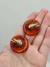 Load image into Gallery viewer, 1940s Thick Inky Torty Bakelite Clip Earrings
